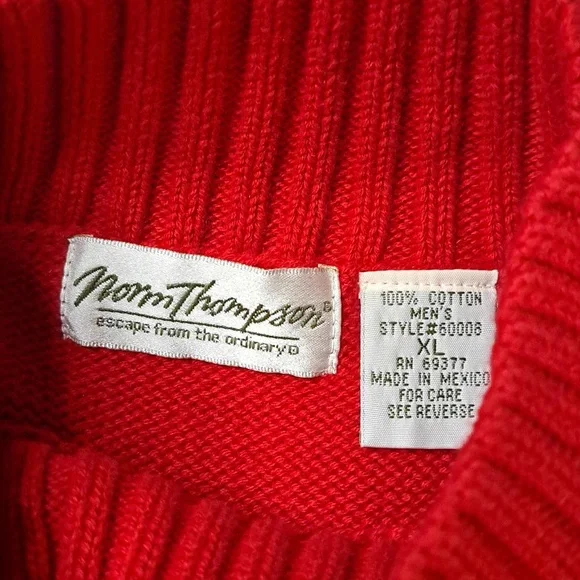 Norm Thompson Red Turtleneck Chunky Swirl Ribbed Hem Grandpacore XL Sweater